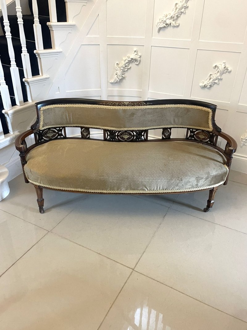 Superb Quality Antique Victorian Rosewood Inlaid Settee - Image 2